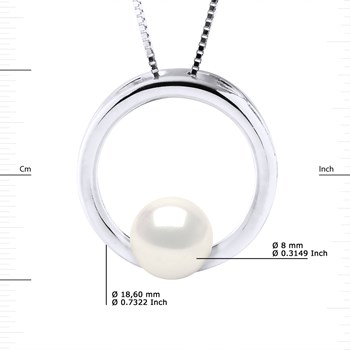 Collier CERCLE Perle d'Eau Douce Ronde 8-9 mm Blanche Argent 925