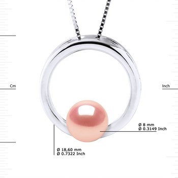 Collier CERCLE Perle d'Eau Douce Ronde 8-9 mm Rose Argent 925