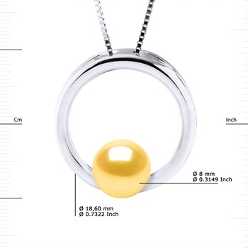 Collier CERCLE Perle d'Eau Douce Ronde 8-9 mm Dorée Argent 925