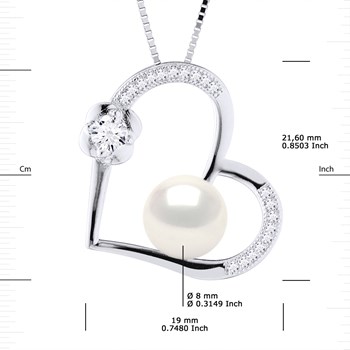 Collier LOVE Perle d'Eau Douce 8-9 mm Blanche Argent 925