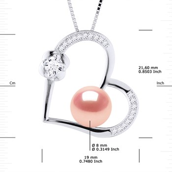 Collier LOVE Perle d'Eau Douce 8-9 mm Rose Argent 925