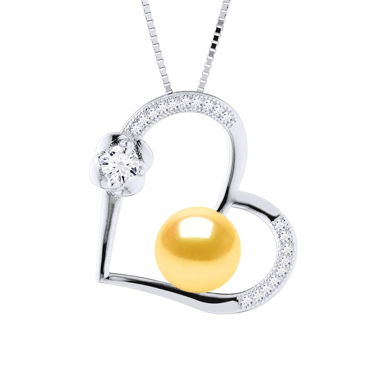 Collier LOVE Perle d'Eau Douce 8-9 mm Dorée Argent 925