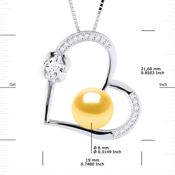 Collier LOVE Perle d'Eau Douce 8-9 mm Dorée Argent 925