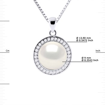 Collier SUN Perle d'Eau Douce 9-10 mm Blanche Argent 925