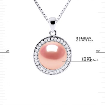 Collier SUN Perle d'Eau Douce 9-10 mm Rose Argent 925