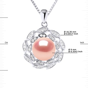 Collier SOLEIL Perle d'Eau Douce 9-10 mm Rose Argent 925