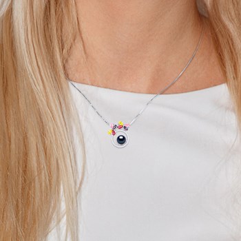 Collier PAPILLONS Perle d'Eau Douce Ronde 8-9 mm Noire Argent 925