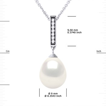 Collier BARETTE Perle d'Eau Douce 9-10 mm Blanche Joaillerie Argent 925