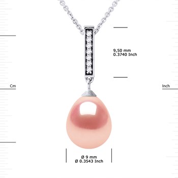 Collier BARETTE Perle d'Eau Douce 9-10 mm Rose Joaillerie Argent 925