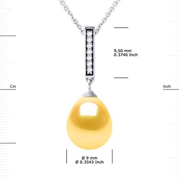 Collier BARETTE Perle d'Eau Douce 9-10 mm Dorée Joaillerie Argent 925
