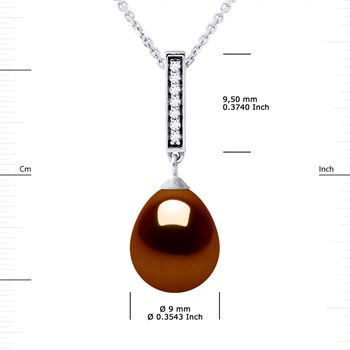 Collier BARETTE Perle d'Eau Douce 9-10 mm Chocolat Joaillerie Argent 925