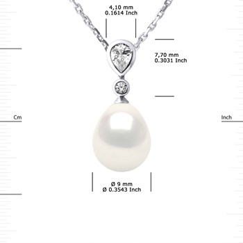 Collier GOUTTE Perle d'Eau Douce 9-10 mm Blanche Joaillerie Argent 925