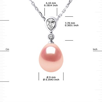 Collier GOUTTE Perle d'Eau Douce 9-10 mm Rose Joaillerie Argent 925