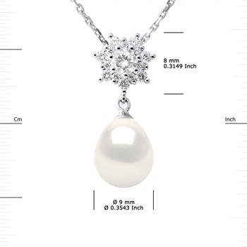 Collier SOLEIL Perle d'Eau Douce 9-10 mm Blanche Joaillerie Argent 925