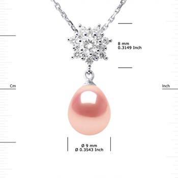 Collier SOLEIL Perle d'Eau Douce 9-10 mm Rose Joaillerie Argent 925