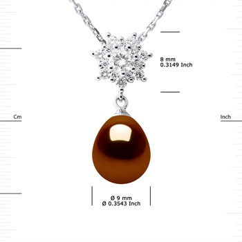 Collier SOLEIL Perle d'Eau Douce 9-10 mm Chocolat Joaillerie Argent 925