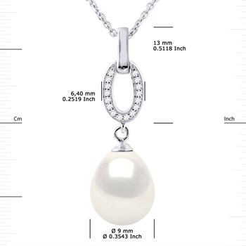 Collier NAVETTE Perle d'Eau Douce 9-10 mm Blanche Joaillerie Argent 925