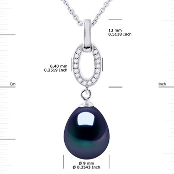 Collier NAVETTE Perle d'Eau Douce 9-10 mm Noire Joaillerie Argent 925