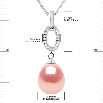 Collier NAVETTE Perle d'Eau Douce 9-10 mm Rose Joaillerie Argent 925