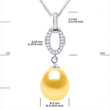 Collier NAVETTE Perle d'Eau Douce 9-10 mm Dorée Joaillerie Argent 925
