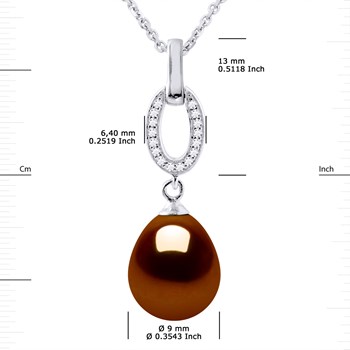 Collier NAVETTE Perle d'Eau Douce 9-10 mm Chocolat Joaillerie Argent 925