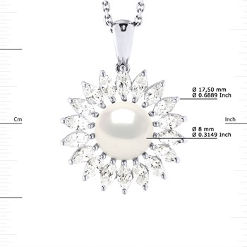 Collier SOLEIL Perle d'Eau Douce 8-9 mm Blanche Joaillerie Argent 925