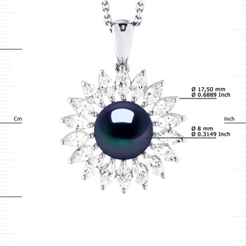 Collier SOLEIL Perle d'Eau Douce 8-9 mm Noire Joaillerie Argent 925