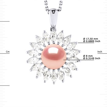 Collier SOLEIL Perle d'Eau Douce 8-9 mm Rose Joaillerie Argent 925