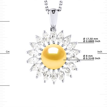 Collier SOLEIL Perle d'Eau Douce 8-9 mm Dorée Joaillerie Argent 925