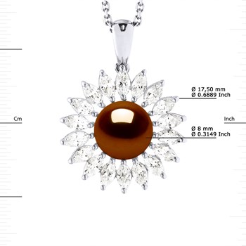 Collier SOLEIL Perle d'Eau Douce 8-9 mm Chocolat Joaillerie Argent 925