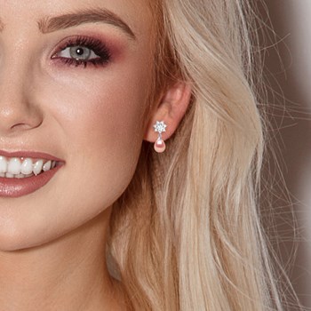 Boucles d'Oreilles Pendantes Perles d'Eau Douce Poires 7-8 mm Roses Joaillerie Argent 925