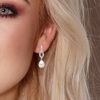 Ear Hooks Freshwater Pearls 8-9 mm White Jewelry Silver 925