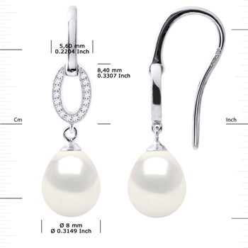 Ear Hooks Freshwater Pearls 8-9 mm White Jewelry Silver 925