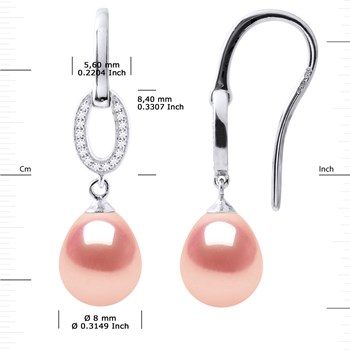 Ear Hooks Freshwater Pearls 8-9 mm Roses Jewelry Silver 925