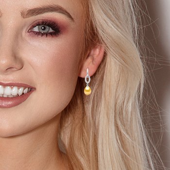 Ear Hooks Freshwater Pearls 8-9 mm Gold 925 Sterling Silver Jewelry