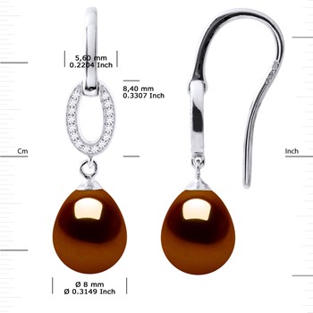 Ear Hooks Freshwater Pearls 8-9 mm Chocolate Jewelry Silver 925