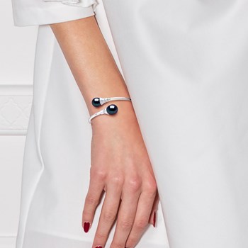 Bracelet TOI & MOI Perles d'Eau Douce 11-12 mm Noires Argent 925