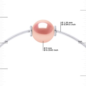 Bracelet Maille Serpentine Perle d'Eau Douce Ronde et Rose Naturel 9-10 mm Argent 925
