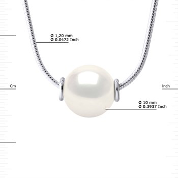 Collier Perle d'Eau Douce Ronde 10-11 mm Noire Blanche Serpentine Argent 925