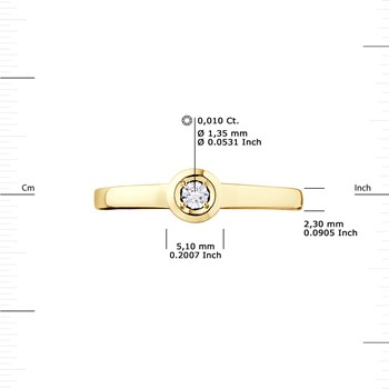 Bague Solitaire Diamant 0,010 Cts Illusion 0,50 Cts Or Jaune