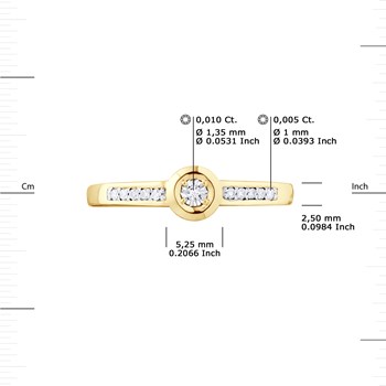 Solitaire Diamant épaulé 0,060 Cts Illusion 0,50 Cts Or Jaune