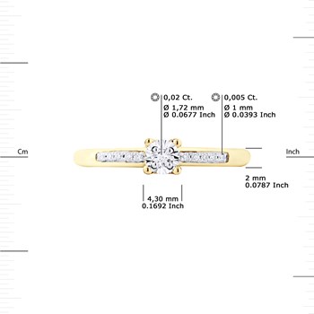 Solitaire Diamant épaulé 0,070 Cts Illusion 1 Ct serti 4 griffes Or Jaune