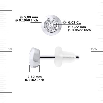 Clous d'Oreilles Diamant 0,020 Cts Illusion 0,50 Cts Or Blanc