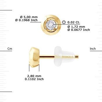 Clous d'Oreilles Diamant 0,020 Cts Illusion 0,50 Cts Or Jaune