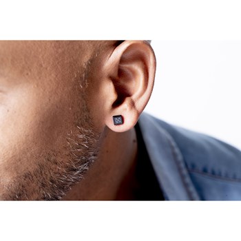 Boucles d'oreilles clous en Acier 316L et carbone - noir brillant