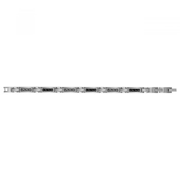 Bracelet souple multi-motifs en Acier 316L et carbone - blanc brillant