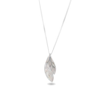 Pendentif Feuille en Nacre Blanche Naturelle sur Argent 925 | Boutique ADEN