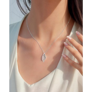 Pendentif Feuille en Nacre Blanche Naturelle sur Argent 925 | Boutique ADEN