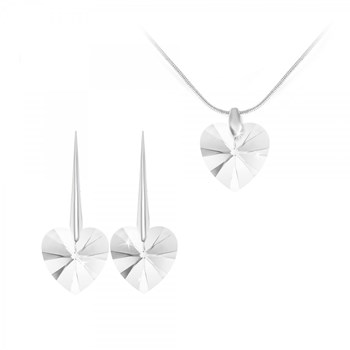 SC Kristallen hart ketting en oorbellen set met fonkelende kristallen