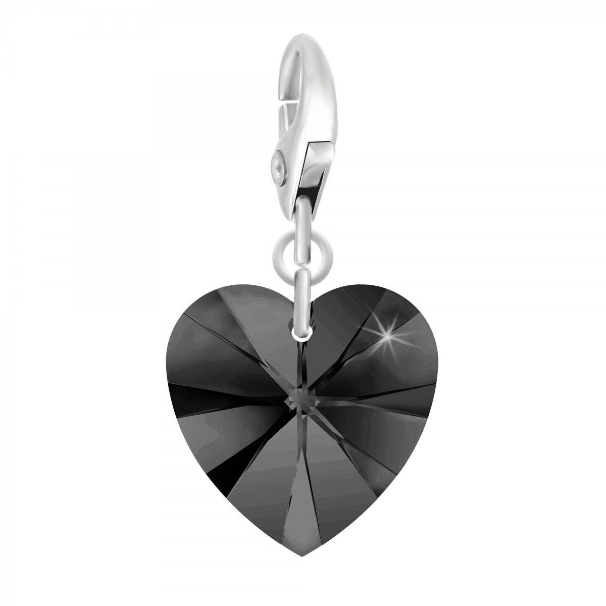 Charm coeur noir SC Crystal orné de Cristaux scintillants